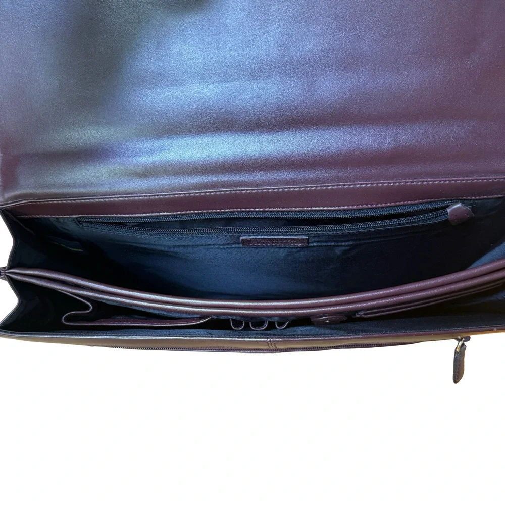Lisa Loren Burgundy Leather Handbag Briefcase Career Laptop Bag 15.5x11x2
